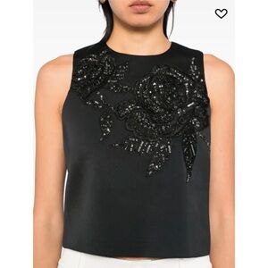 Alice + Olivia NWT Amal Black Embellished Top - Size 4
